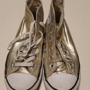 Gold Converse Higbtops